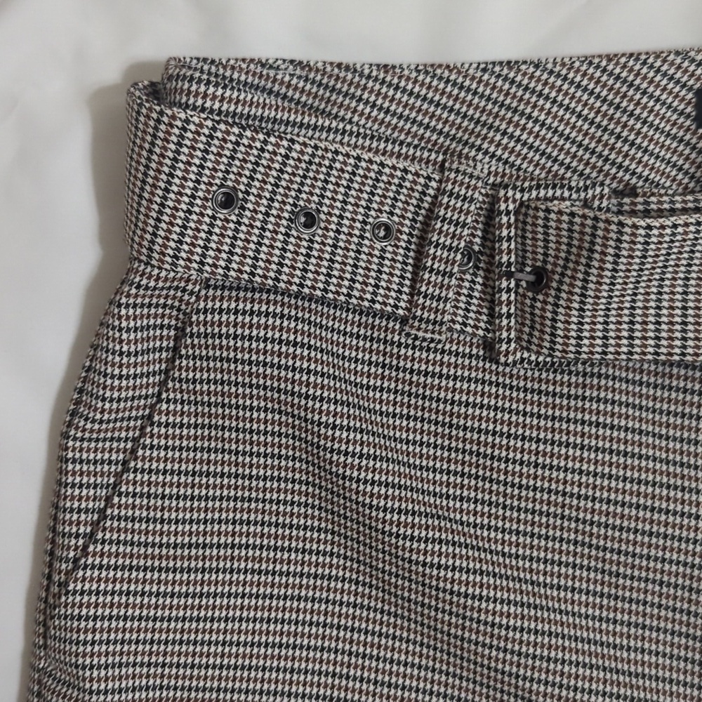Banana Republic Houndstooth Belted Wide Leg Pants, Color White/Brown/Black Sz14 - Picture 4 of 12
